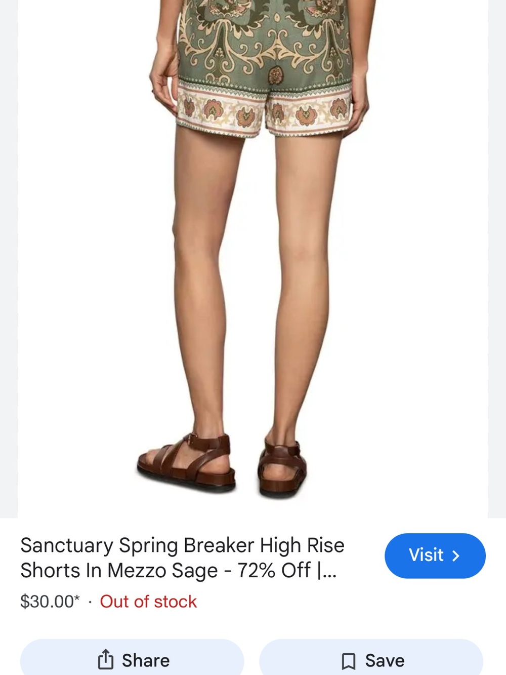 Sanctuary Green and Pink High-Waist Printed Shorts - Picture 2 of 11